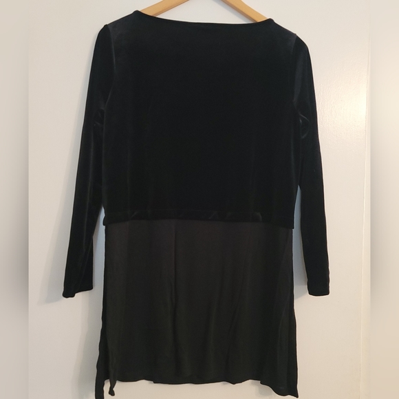 J.Jill Collection SIZE Med Petite Black Velvet Tunic Top Split Sides Holiday - Picture 2 of 3